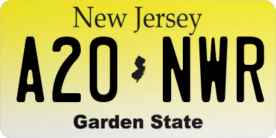 NJ license plate A20NWR