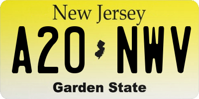 NJ license plate A20NWV