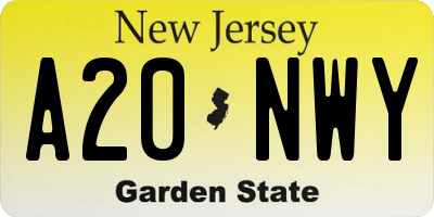 NJ license plate A20NWY