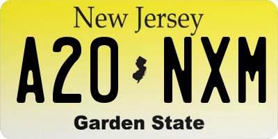 NJ license plate A20NXM