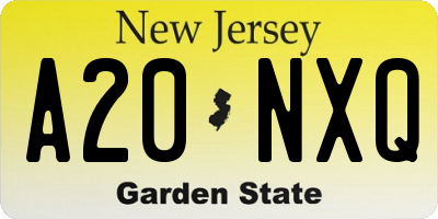 NJ license plate A20NXQ
