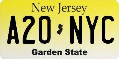 NJ license plate A20NYC