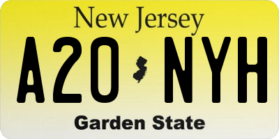 NJ license plate A20NYH