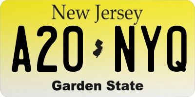 NJ license plate A20NYQ