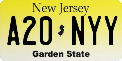 NJ license plate A20NYY