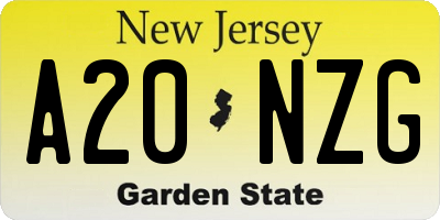NJ license plate A20NZG