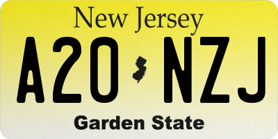 NJ license plate A20NZJ