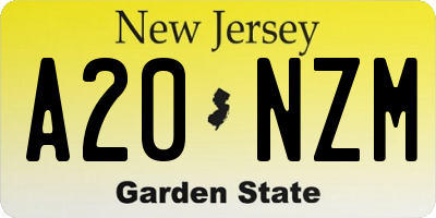 NJ license plate A20NZM