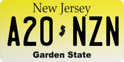 NJ license plate A20NZN