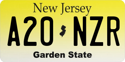 NJ license plate A20NZR