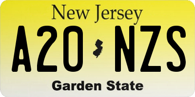NJ license plate A20NZS