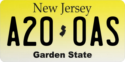NJ license plate A20OAS