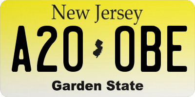 NJ license plate A20OBE
