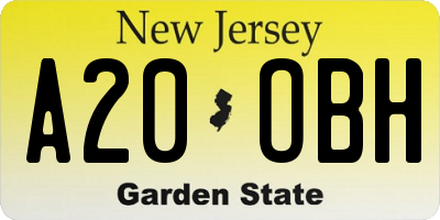 NJ license plate A20OBH