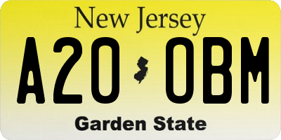 NJ license plate A20OBM