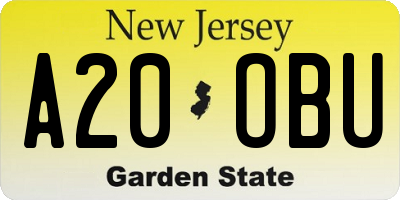 NJ license plate A20OBU