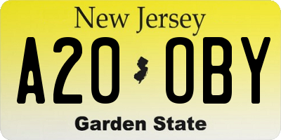 NJ license plate A20OBY
