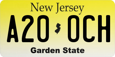 NJ license plate A20OCH