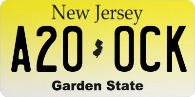 NJ license plate A20OCK