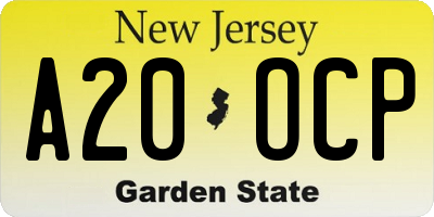 NJ license plate A20OCP