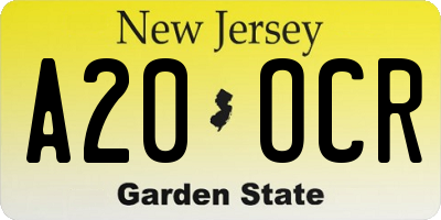 NJ license plate A20OCR
