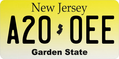 NJ license plate A20OEE