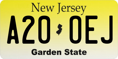 NJ license plate A20OEJ