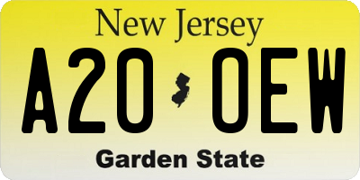NJ license plate A20OEW