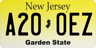 NJ license plate A20OEZ