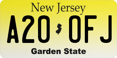 NJ license plate A20OFJ