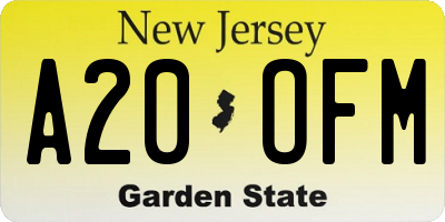 NJ license plate A20OFM