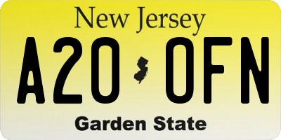 NJ license plate A20OFN