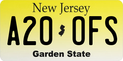 NJ license plate A20OFS