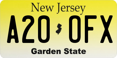 NJ license plate A20OFX