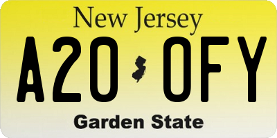 NJ license plate A20OFY