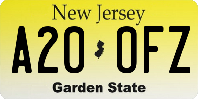 NJ license plate A20OFZ