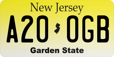 NJ license plate A20OGB