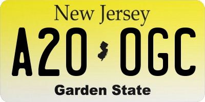 NJ license plate A20OGC