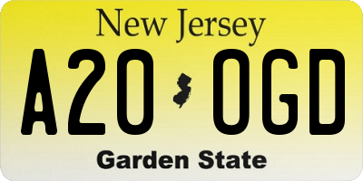 NJ license plate A20OGD