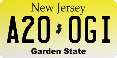 NJ license plate A20OGI
