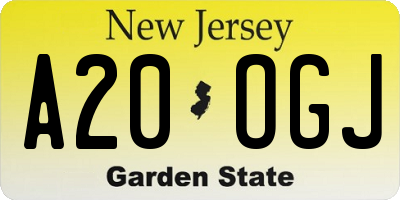NJ license plate A20OGJ