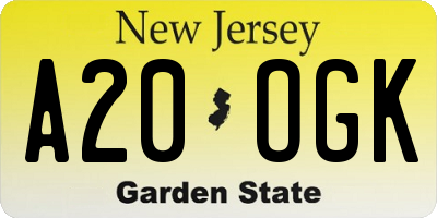 NJ license plate A20OGK