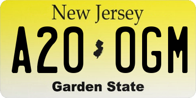 NJ license plate A20OGM
