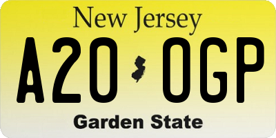 NJ license plate A20OGP