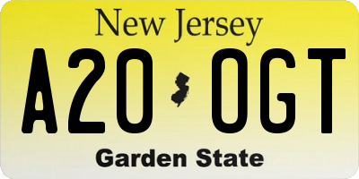 NJ license plate A20OGT