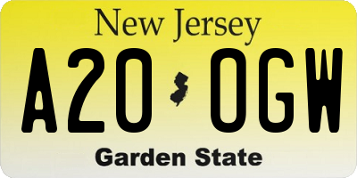 NJ license plate A20OGW