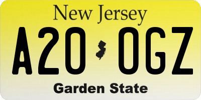 NJ license plate A20OGZ