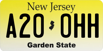 NJ license plate A20OHH