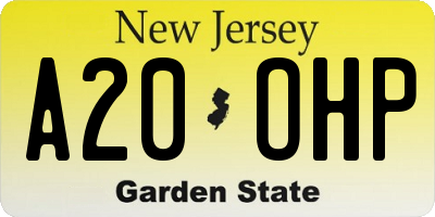 NJ license plate A20OHP