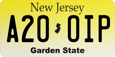 NJ license plate A20OIP